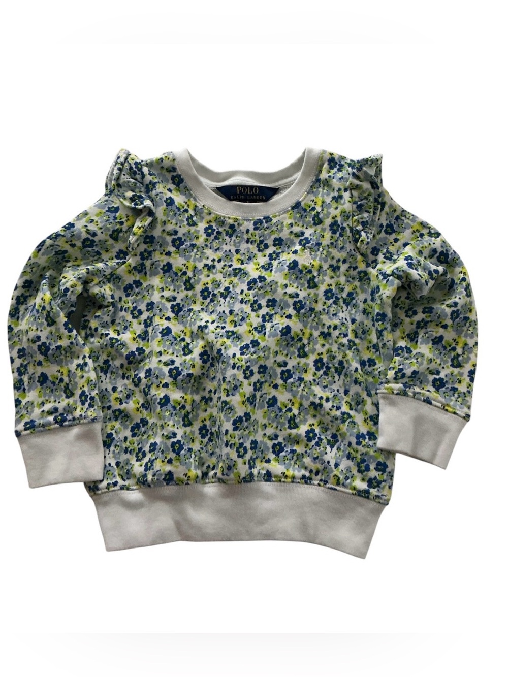 Polo by Ralph Lauren White Crewneck Sweatshirt with Blue & Green Floral Print